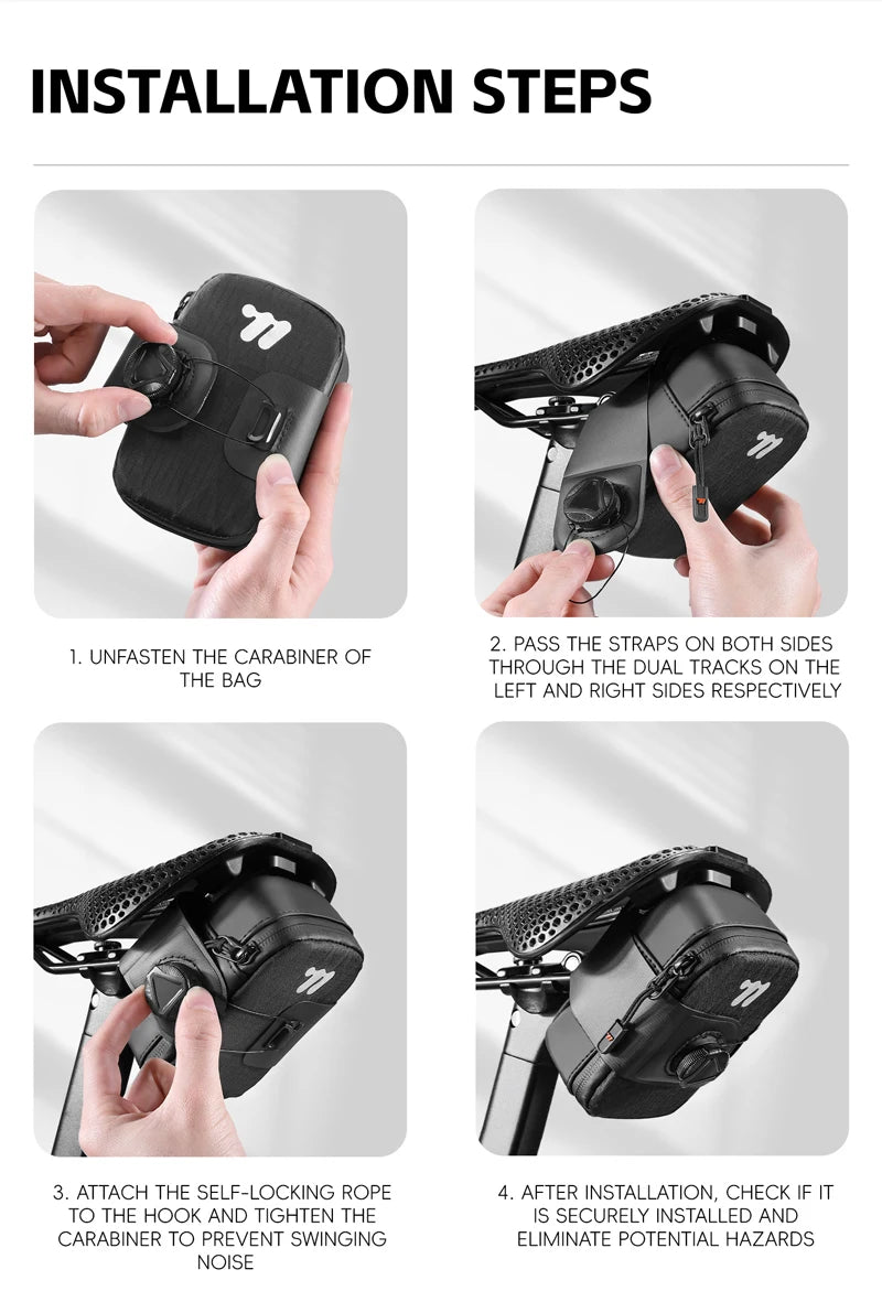 WEST BIKING Mini Bicycle Saddle Bag Knob Self-locking Portable Cycling Tail Bag Tool Storage Bag MTB Road Bike Accessories