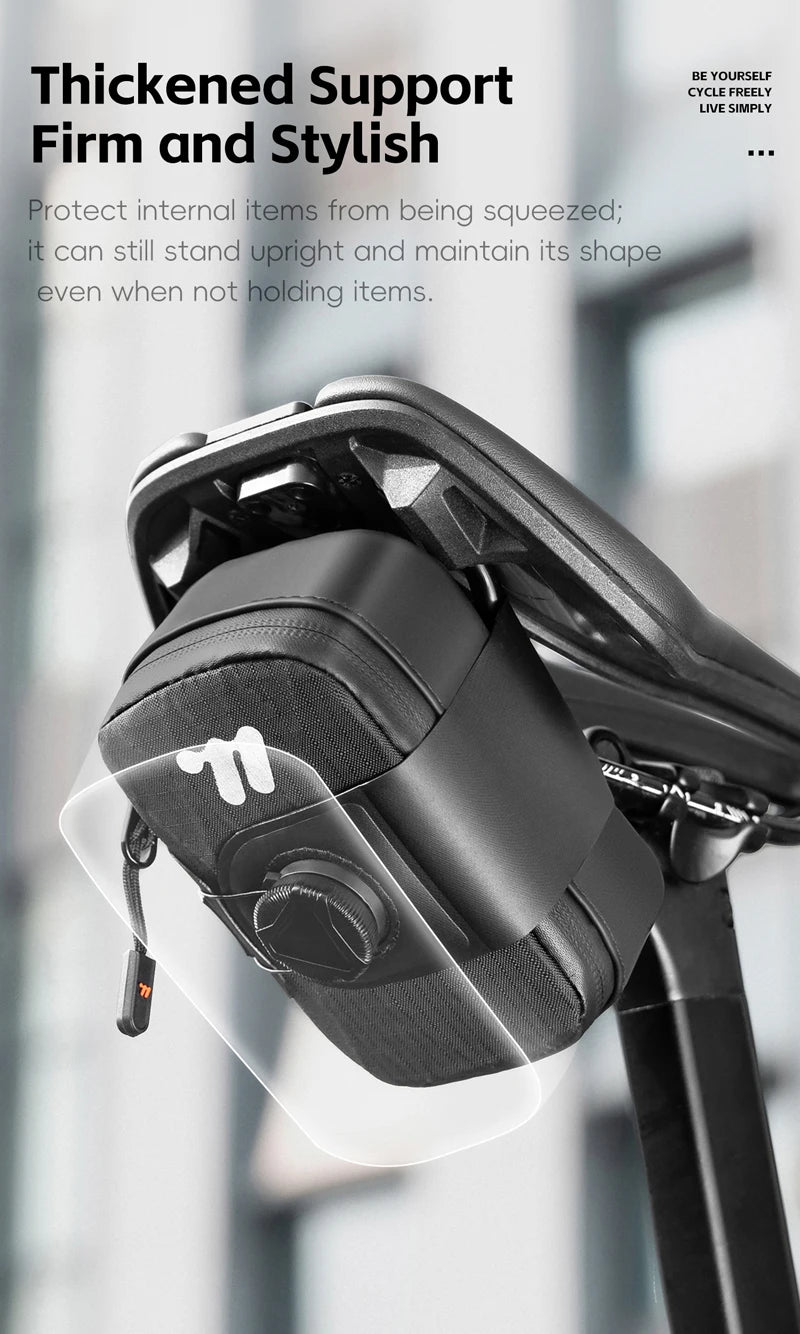 WEST BIKING Mini Bicycle Saddle Bag Knob Self-locking Portable Cycling Tail Bag Tool Storage Bag MTB Road Bike Accessories